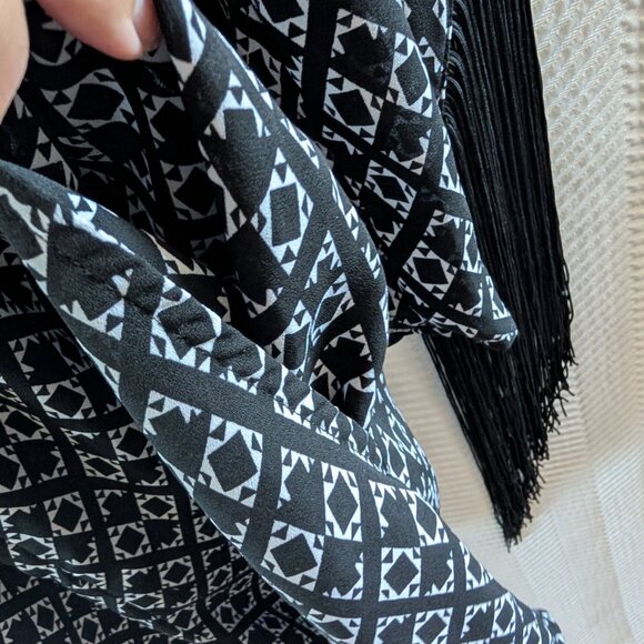 H&M X Coachella Black & White Fringe Romper Size 8 Festival Boho Western - Picture 11 of 13